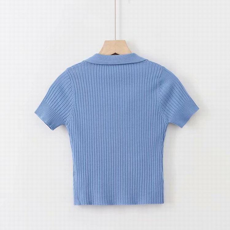 V-Neck Collared Short-Sleeve Crop Top Product Image