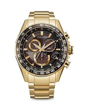 Citizen Mens PCAT Atomic Timekeeping Chronograph Gold Stainless Steel Bracelet Watch Product Image