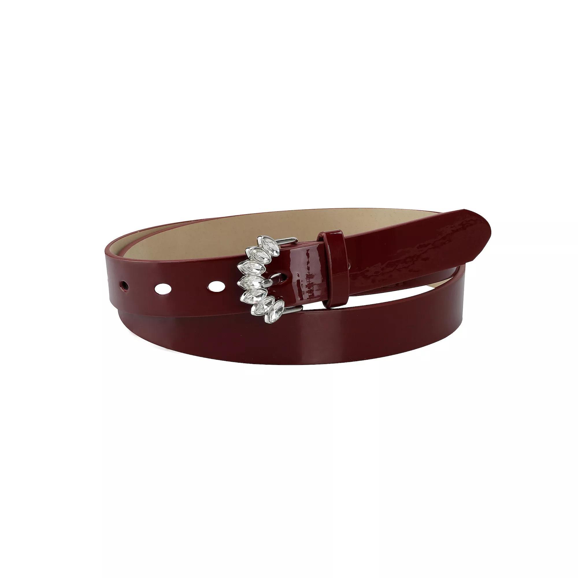 Women's LC Lauren Conrad Bejeweled Buckle Faux-Leather Harness Belt, Size: Medium, Red Product Image