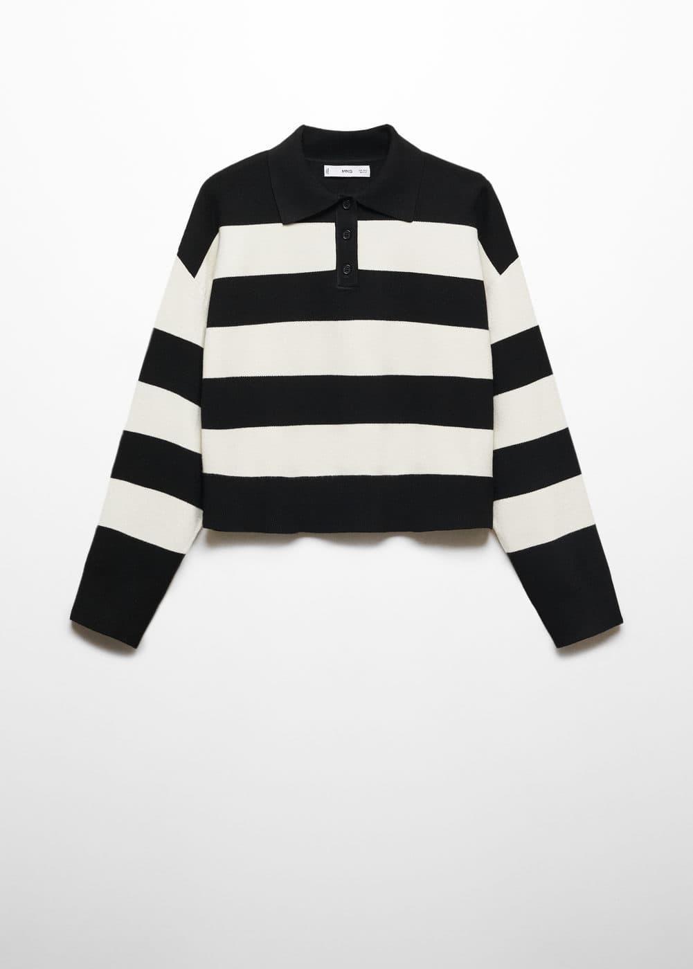 Mango Womens Striped Polo-Neck Sweater Product Image