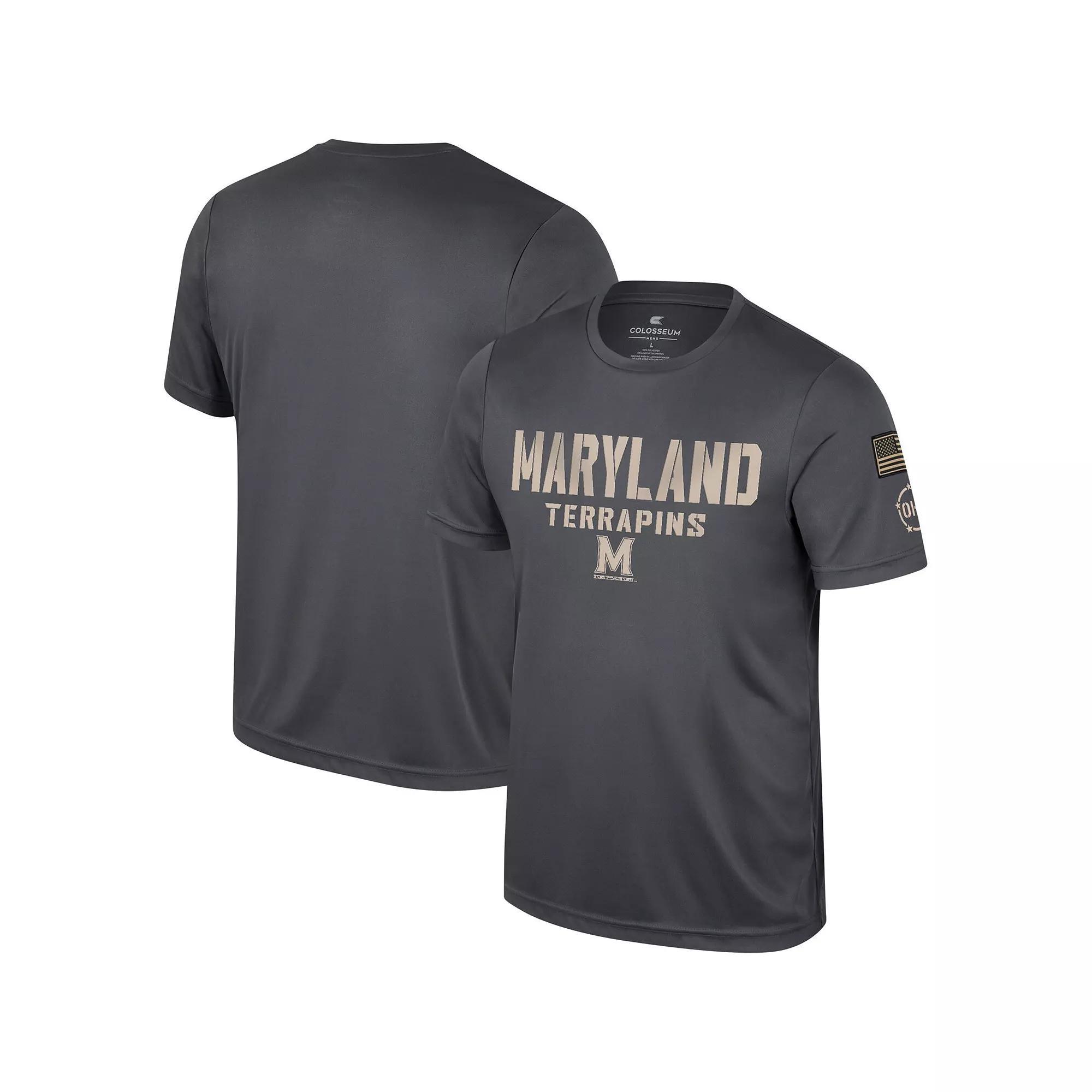 Men's Colosseum Charcoal Maryland Terrapins OHT Military Appreciation  T-Shirt, Size: Medium Product Image