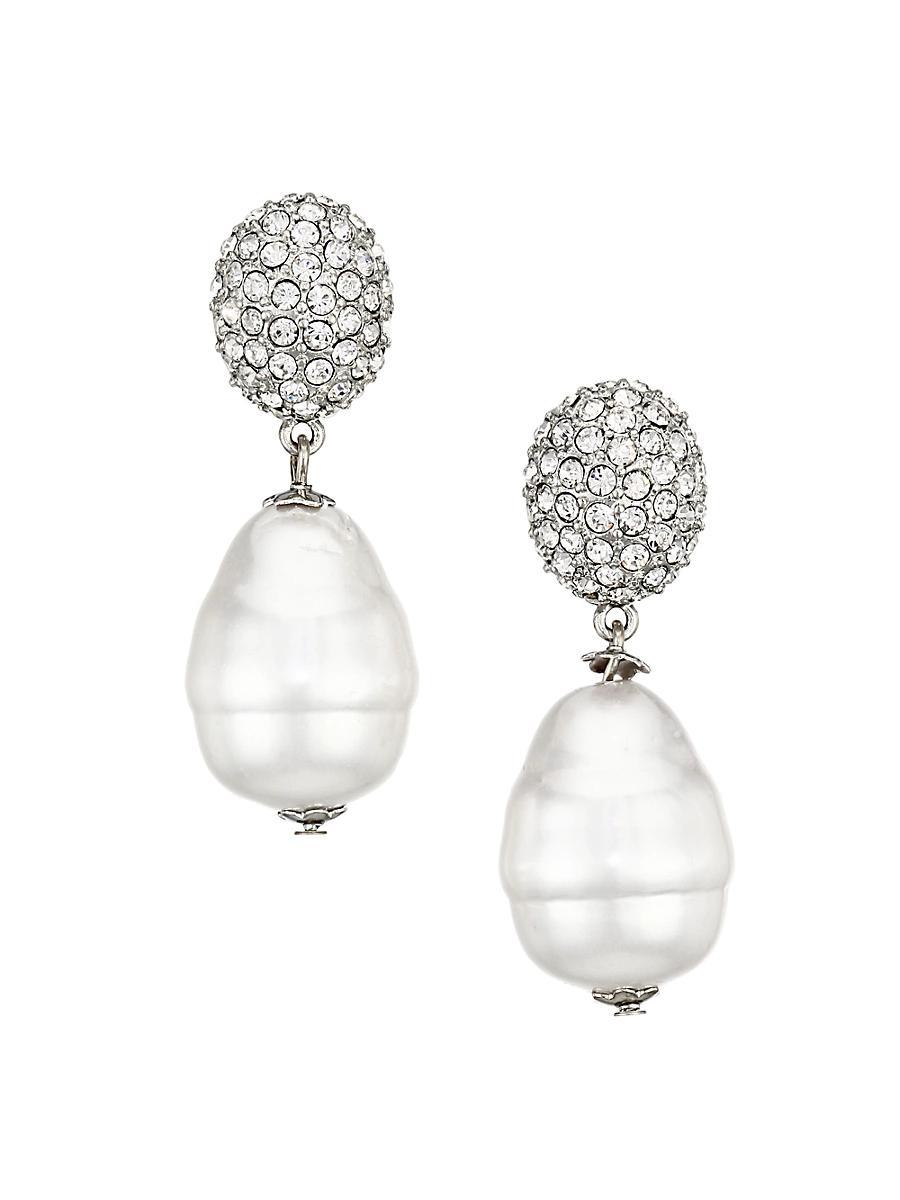 Womens Crystal & Glass Pearl Drop Earrings Product Image