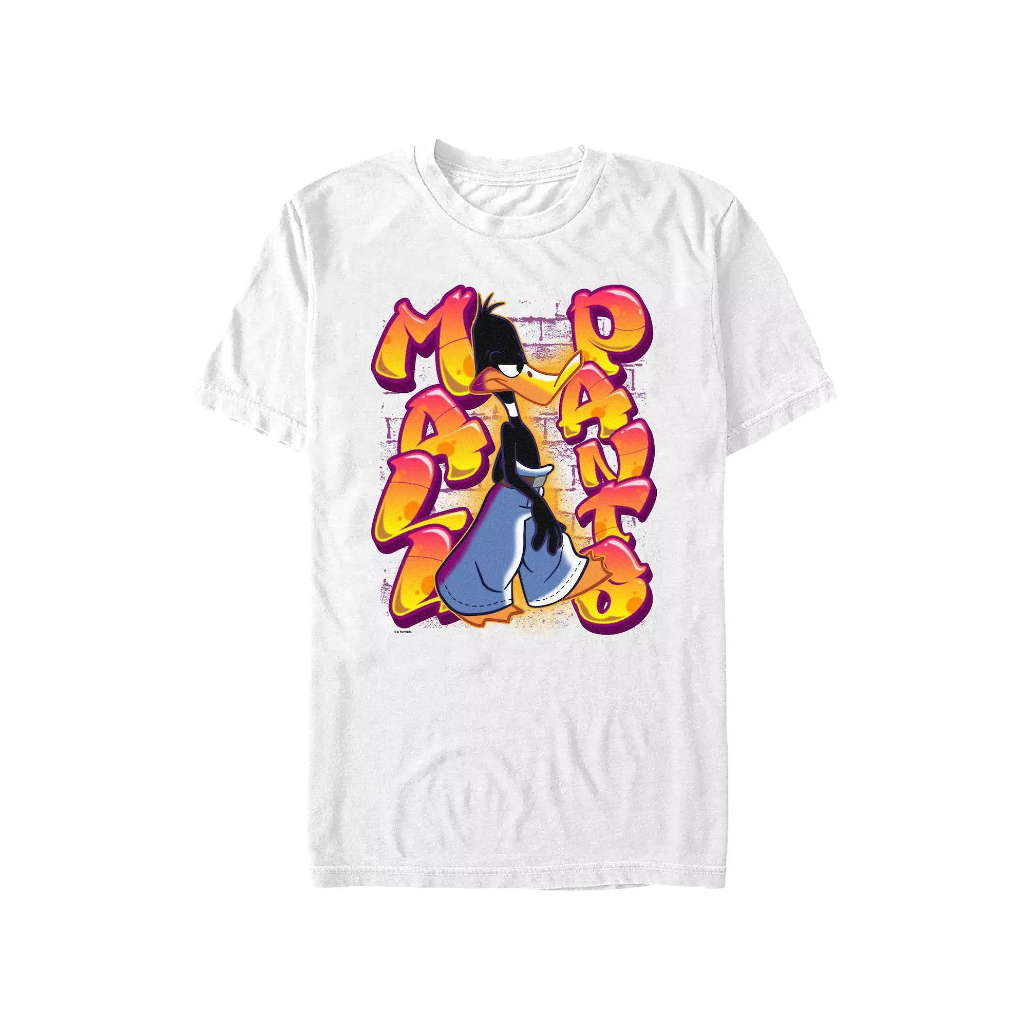 Men's Looney Tunes Daffy Duck Mall Pants Graphic Tee, Size: Large, White Product Image