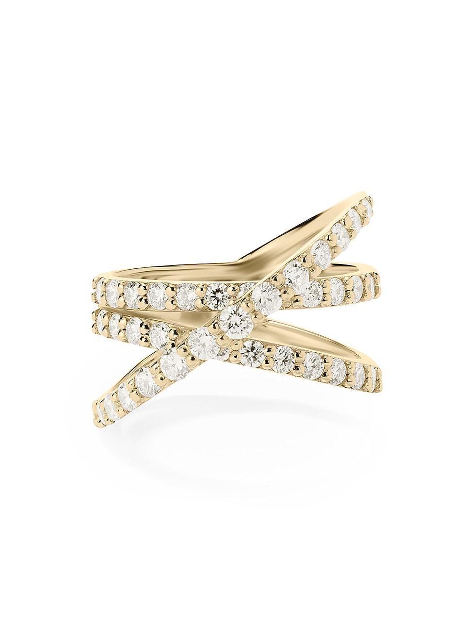 Womens Flawless 14K Yellow Gold & 1.52 TCW Diamond Crisscross Ring Product Image