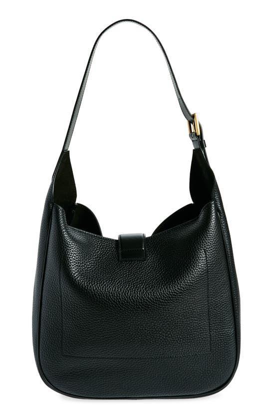 TOM FORD Medium Monarch Leather Hobo Bag In Black Product Image