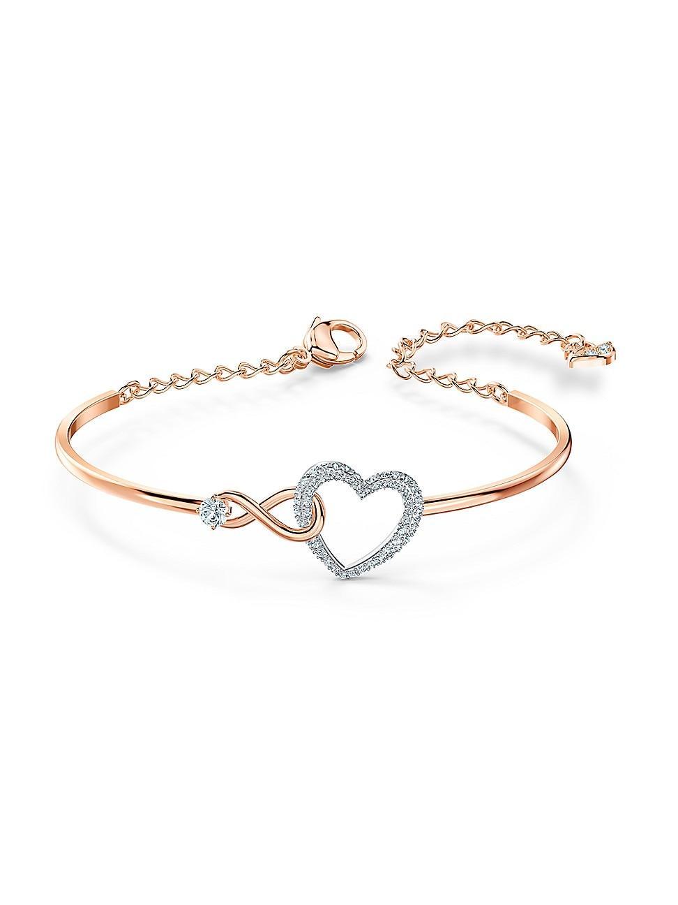 Womens Hyperbola Rose Goldplated Crystal Infinity & Heart Bangle Product Image