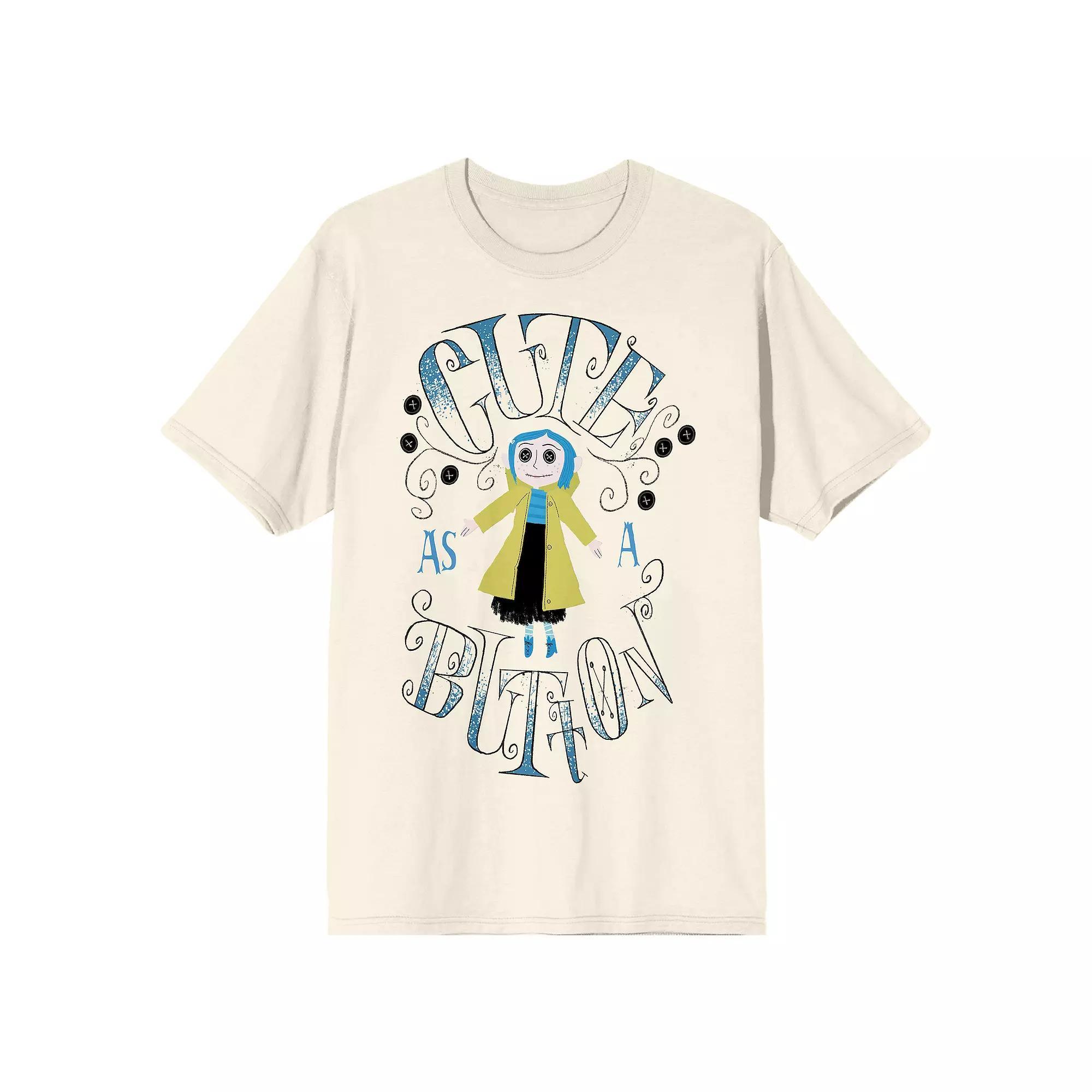 Men's Coraline Cute Button Short Sleeve Graphic Tee,  Product Image
