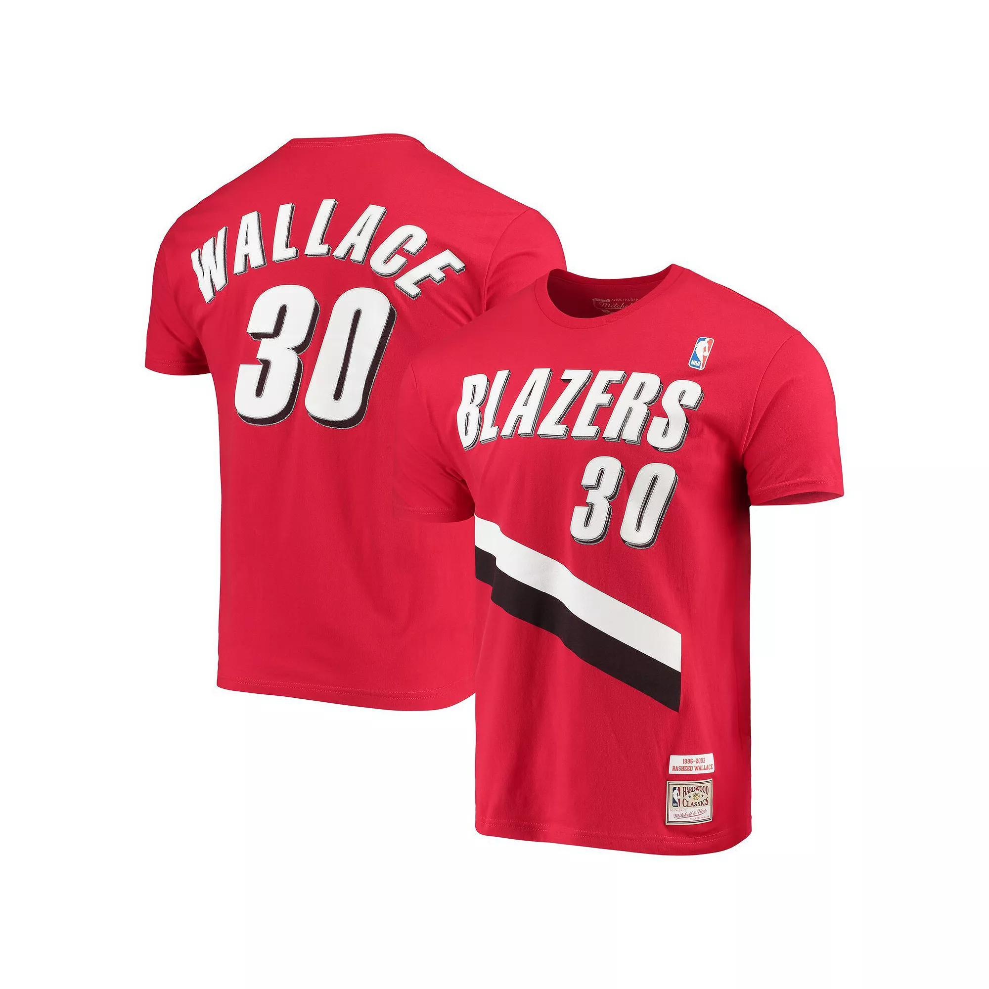 Men's Mitchell & Ness Rasheed Wallace Red Portland Trail Blazers Hardwood Classics Player Name & Number T-Shirt, Size: Small Product Image