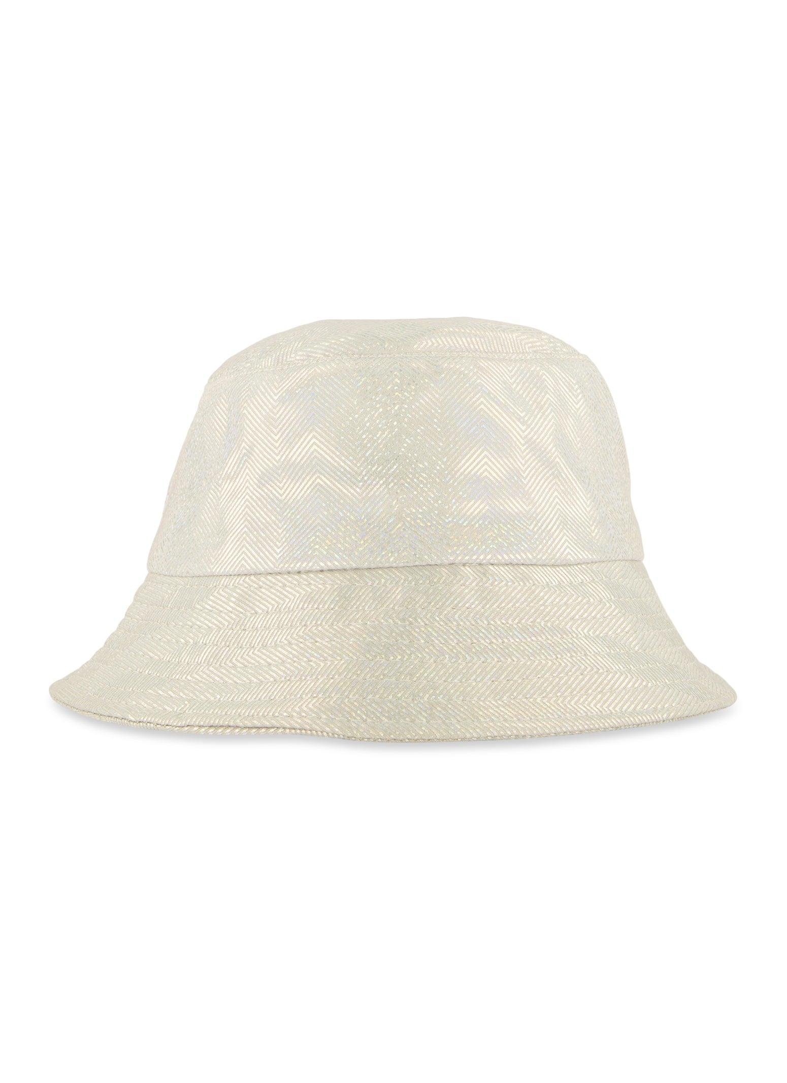 Womens Chevron Striped Metallic Foil Bucket Hat Product Image