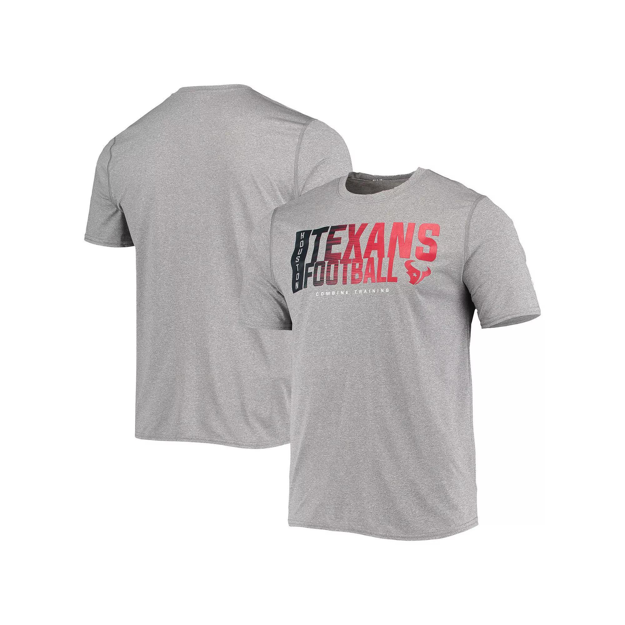 Men's New Era Heathered Gray Houston Texans Combine Authentic Game On T-Shirt,  Product Image
