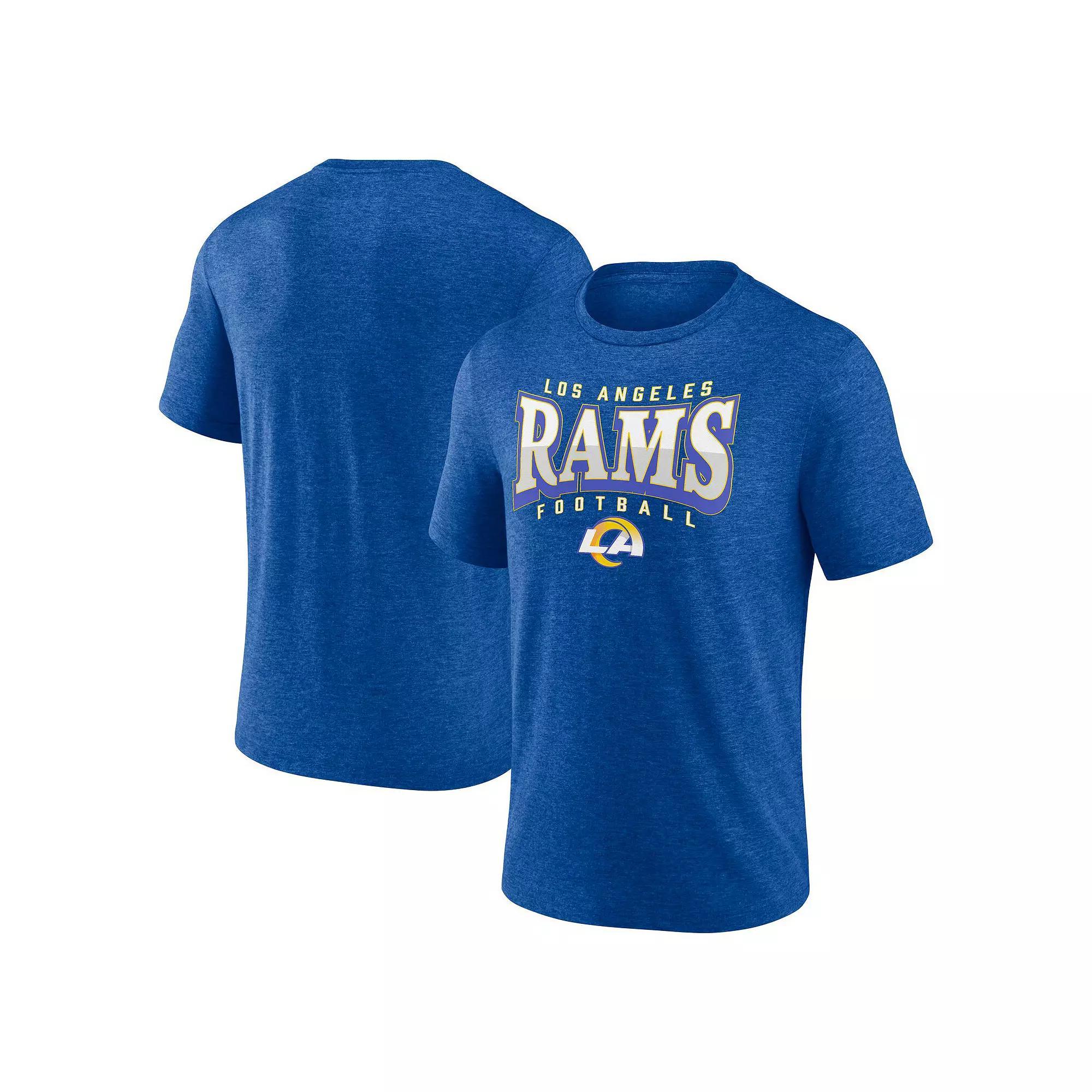 Men's Fanatics Heather Royal Los Angeles Rams Divided Warp Tri-Blend T-Shirt, Size: Medium, Blue Product Image