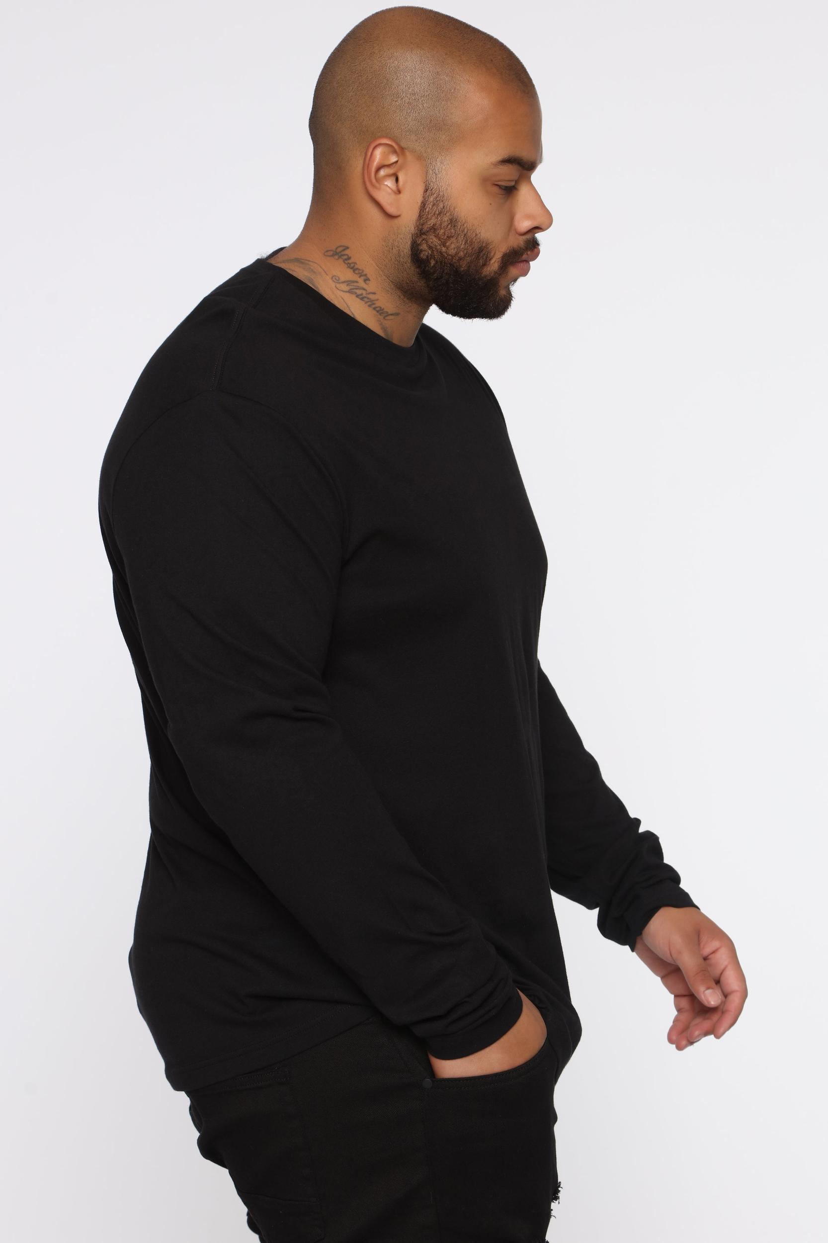 Essential Long Sleeve Crew Tee - Black Product Image