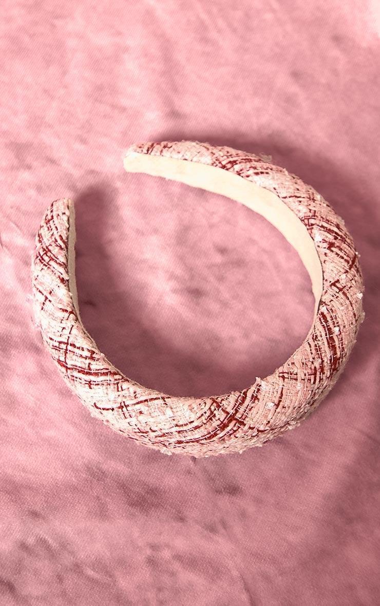 Pink Boucle Check Padded Headband Product Image