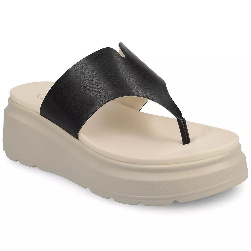 Journee Carah Wedge Thong Flip Flop Women's Sandals,  Product Image