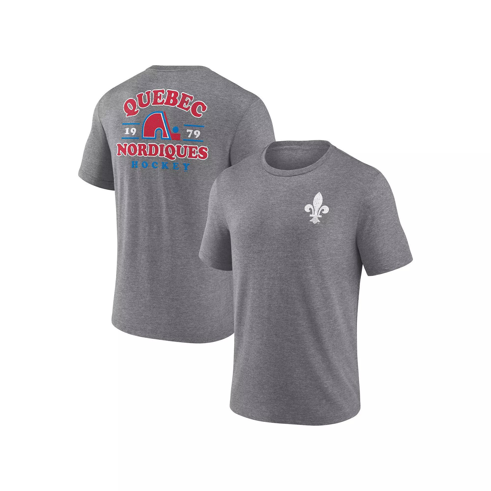 Men's Fanatics Heather Gray Quebec Nordiques Vintage Hockey Winger Tri-Blend T-Shirt,  Product Image