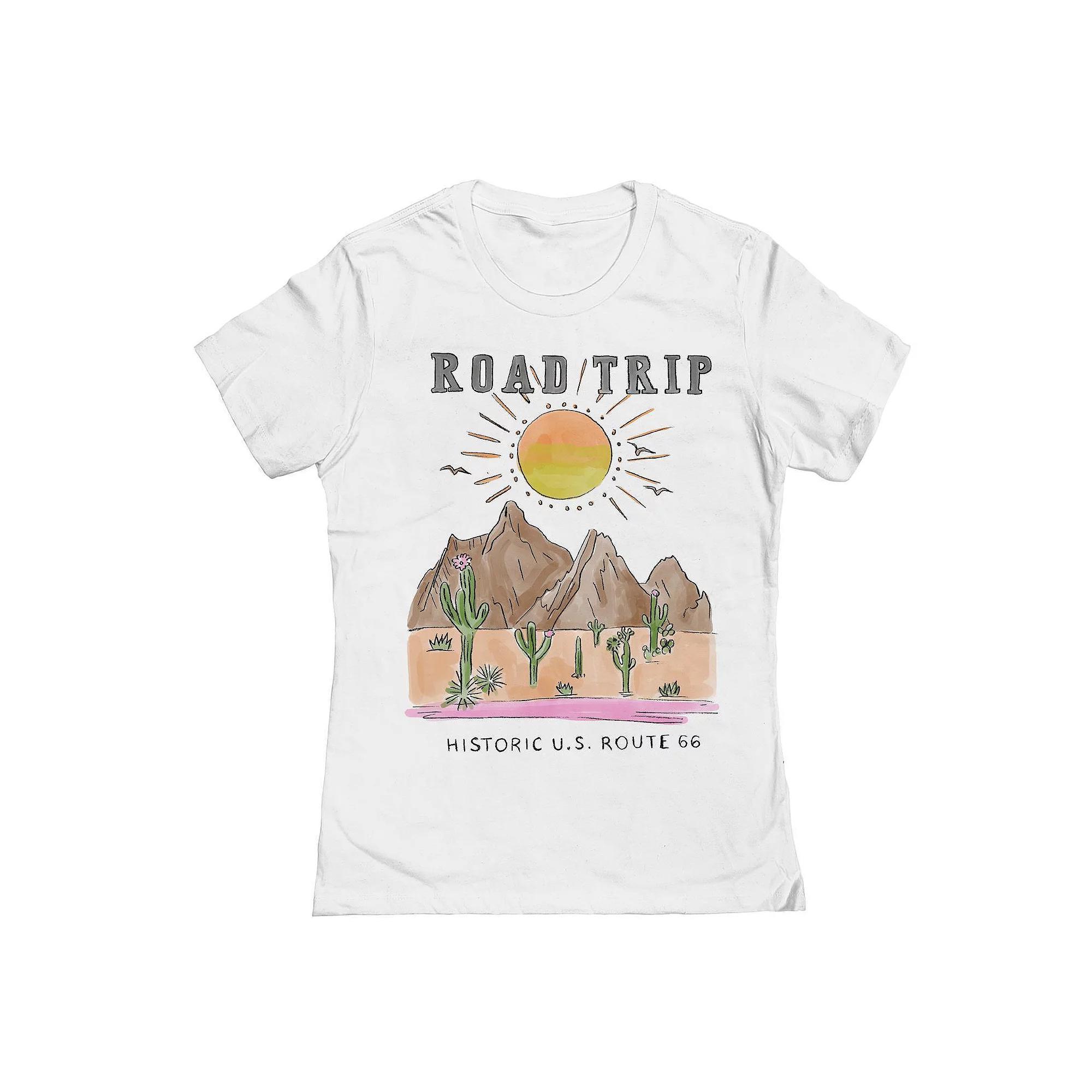 Junior's Route 66 Graphic Tee, Girl's, Size: Small, White Product Image