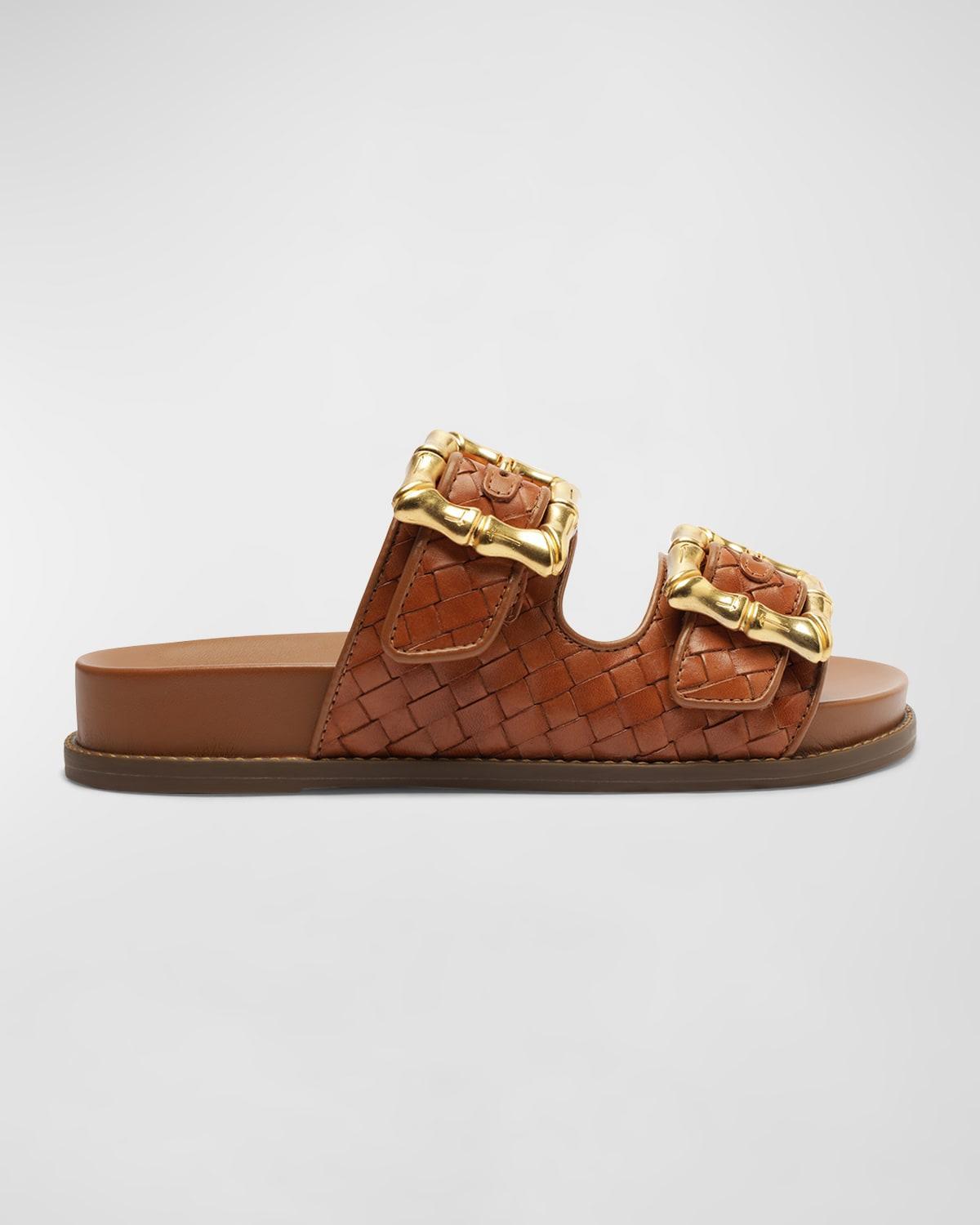 Schutz Enola Woven Leather Buckle Slide Womens at Urban Outfitters Product Image