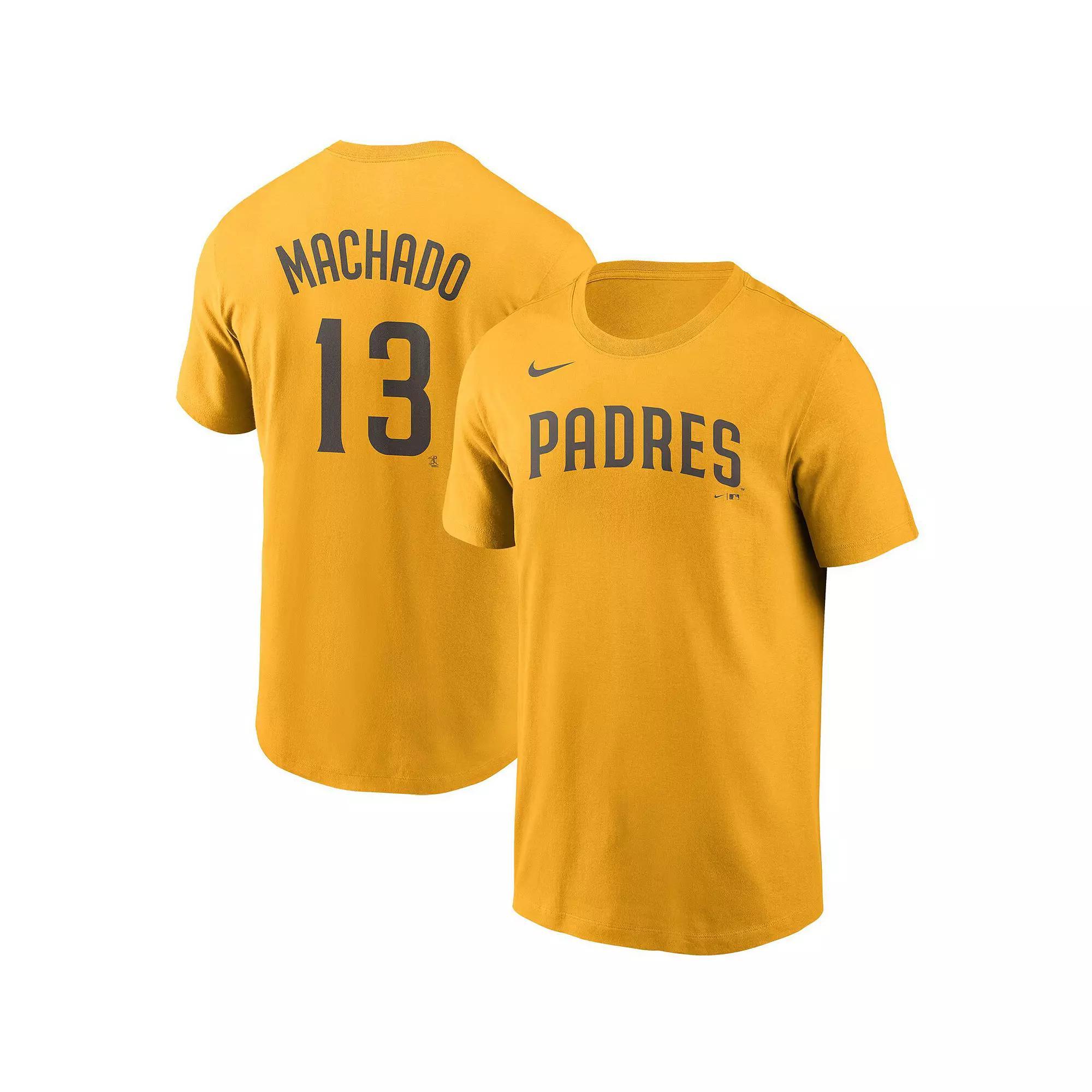 Men's Nike Manny Machado Gold San Diego Padres Name & Number T-Shirt, Size: Large Product Image