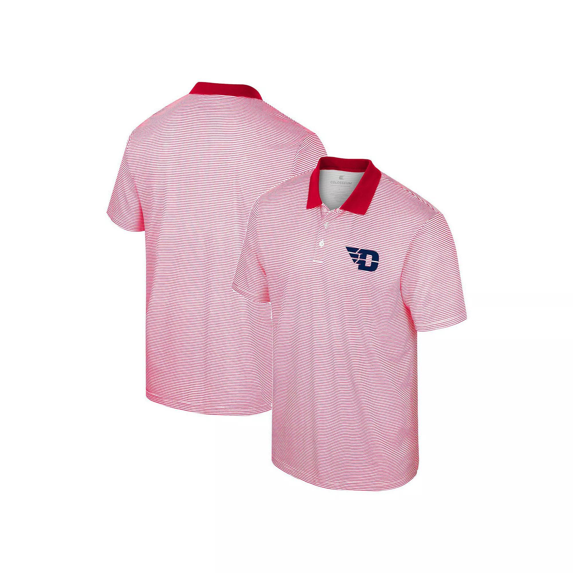 Men's Colosseum White/Red Dayton Flyers Print Stripe Polo, Size: 2XL, Day White Product Image