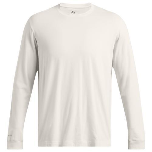 Under Armour Mens Under Armour Icon Charged Cotton Long Sleeve - Mens White/Halo Gray Product Image