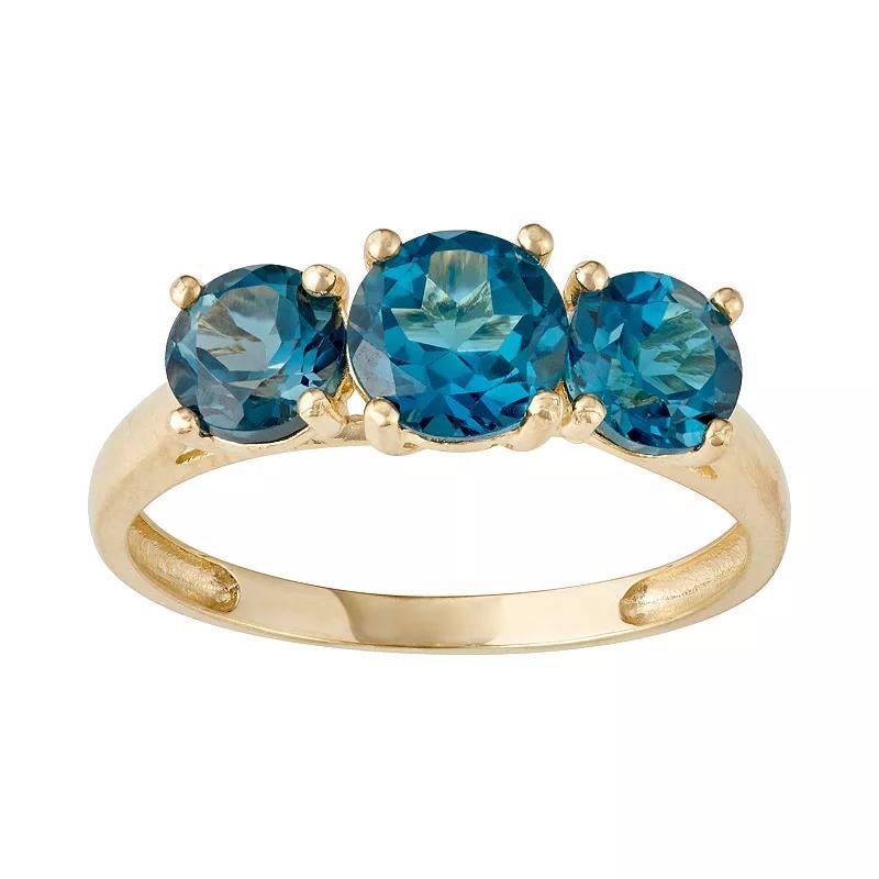 Designs by Gioelli 10k Gold 3-Stone Ring, Womens Created Blue Product Image