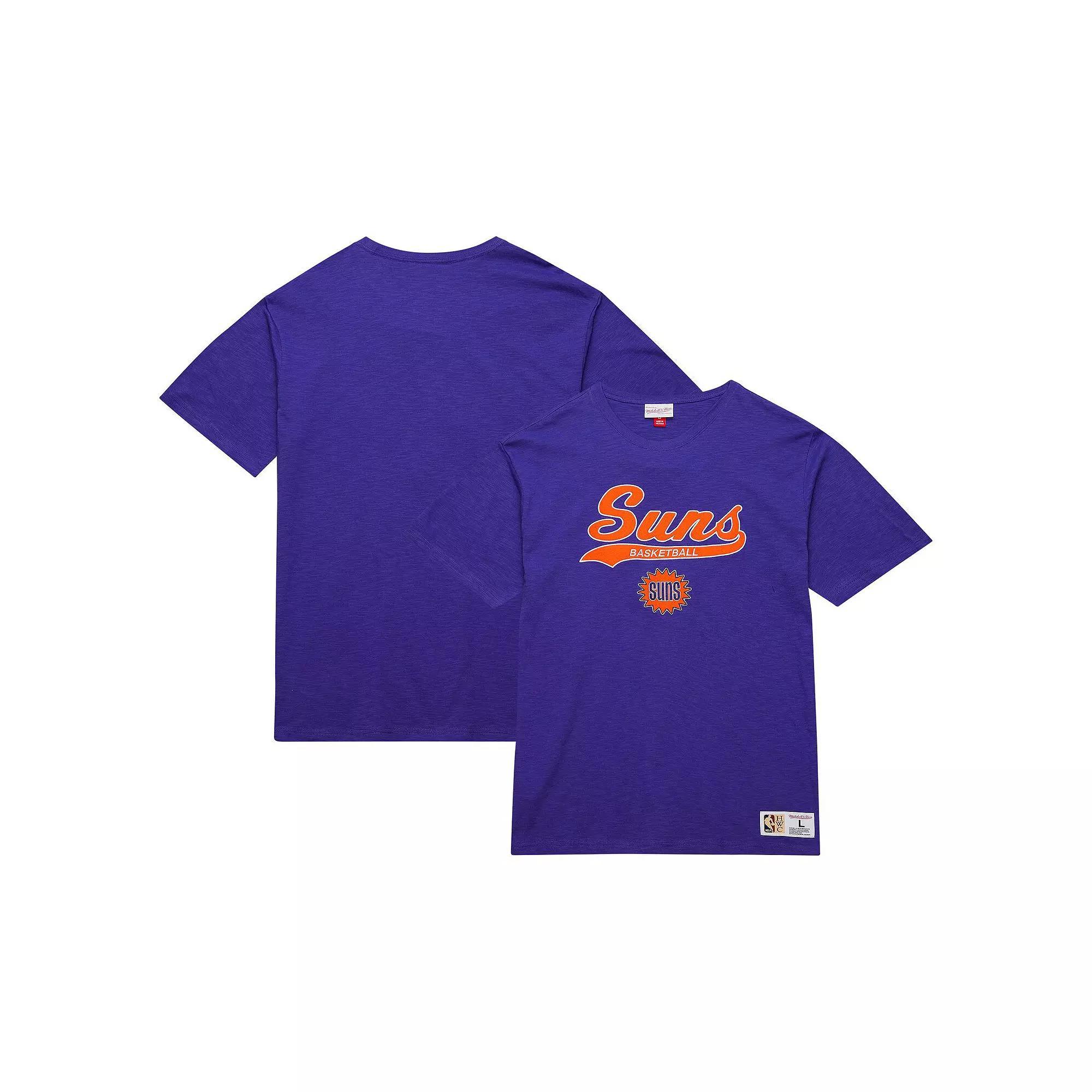 Men's Mitchell & Ness Purple Phoenix Suns Hardwood Classics Felt Applique Slub T-Shirt,  Product Image