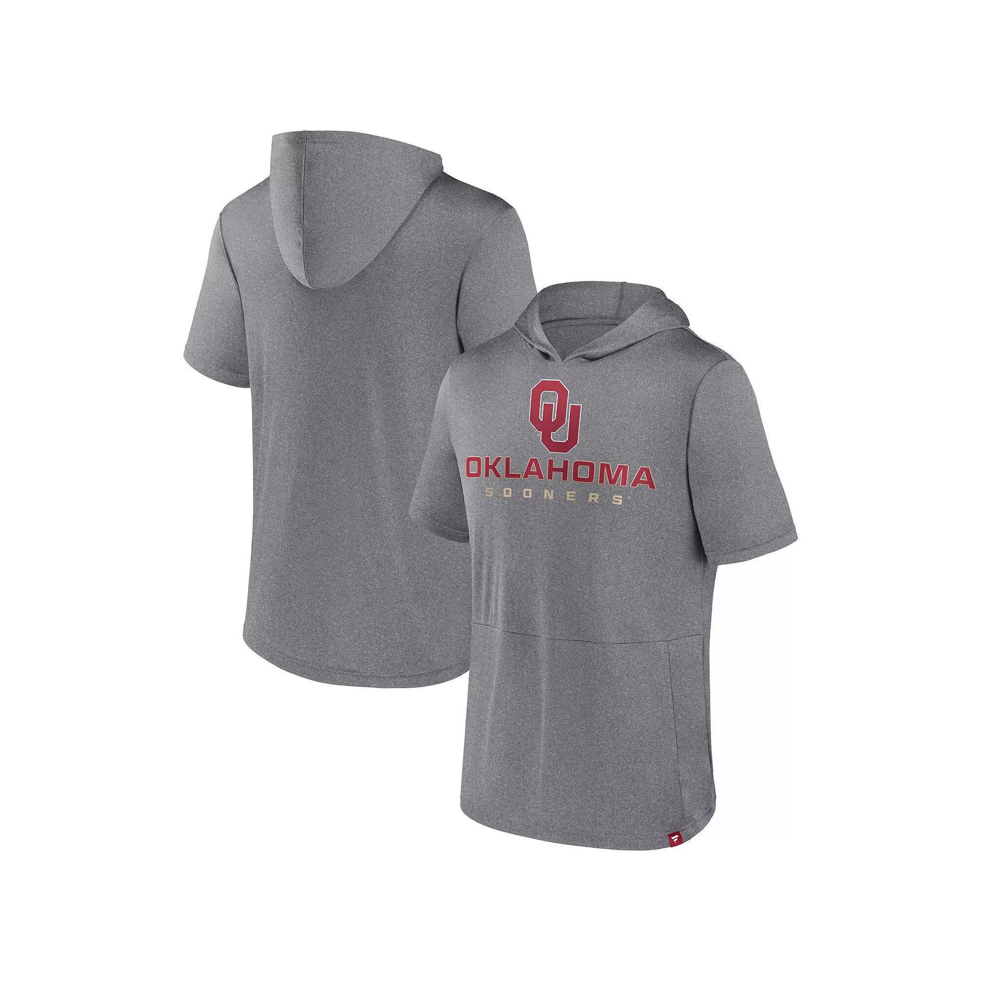 Men's Fanatics Branded Heather Gray Oklahoma Sooners Modern Stack Hoodie T-Shirt,  Product Image