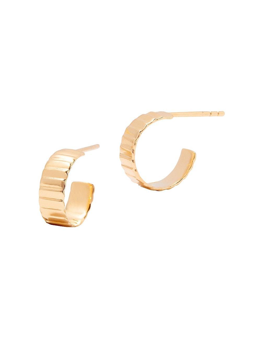 Womens Natalie Fluted 14K-Yellow-Gold Vermeil Hoop Earrings Product Image