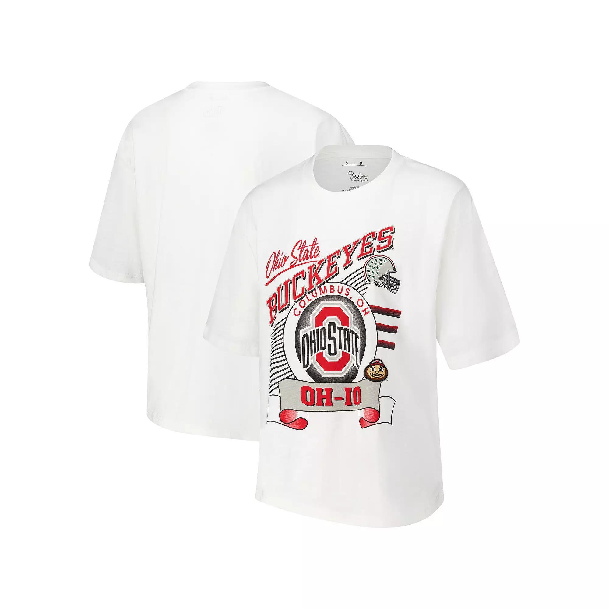 Women's Pressbox White Ohio State Buckeyes Rock & Roll Slub��T-Shirt, Size: Small Product Image