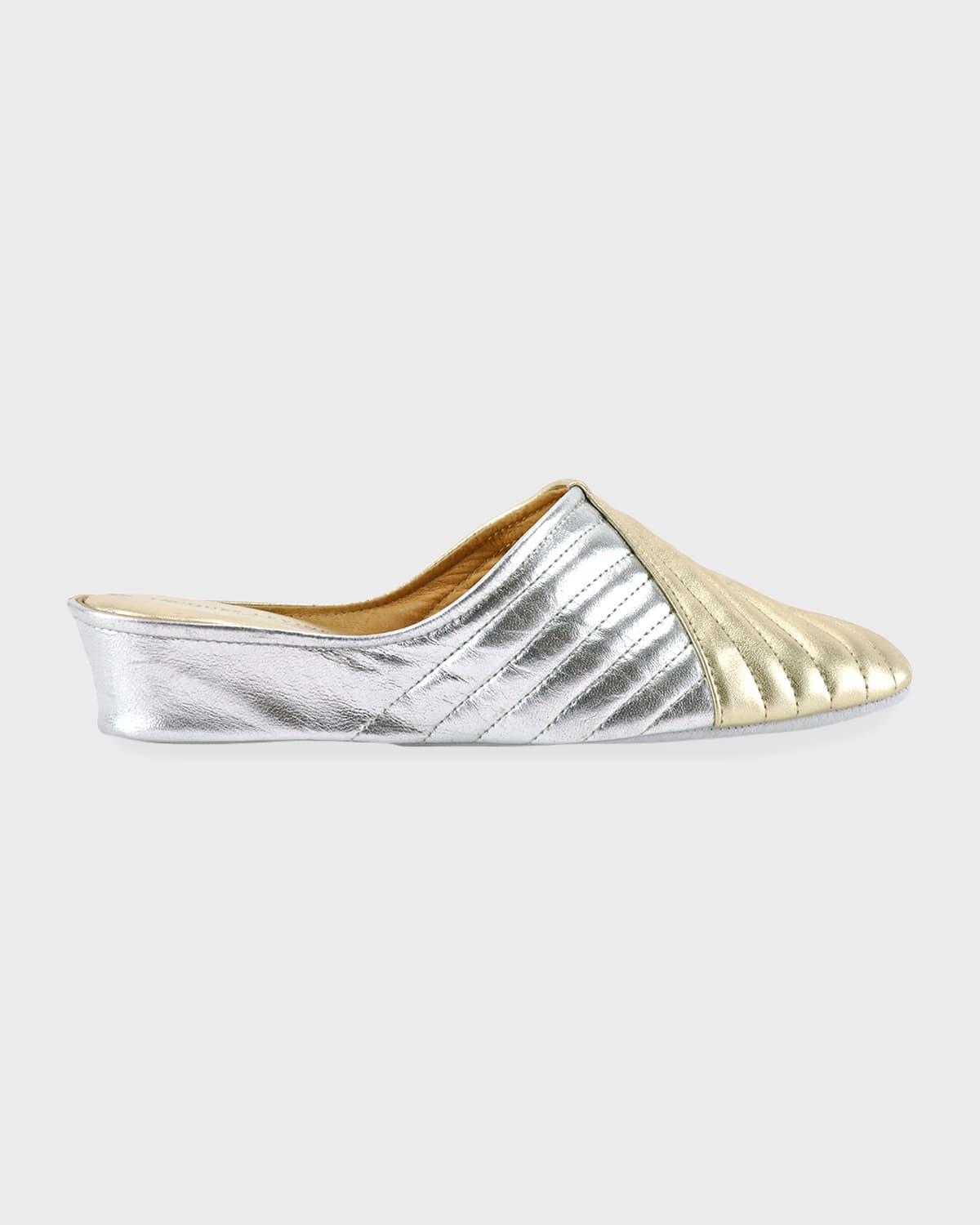 Two-Tone Metallic Quilted Slippers Product Image