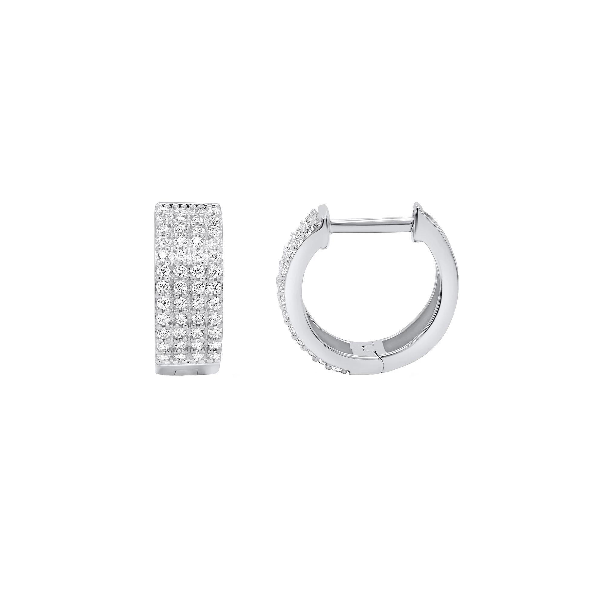 14k Gold Over Silver 1/2 Carat T.W. Diamond Hoop Earrings, Women's, Gold Tone Product Image