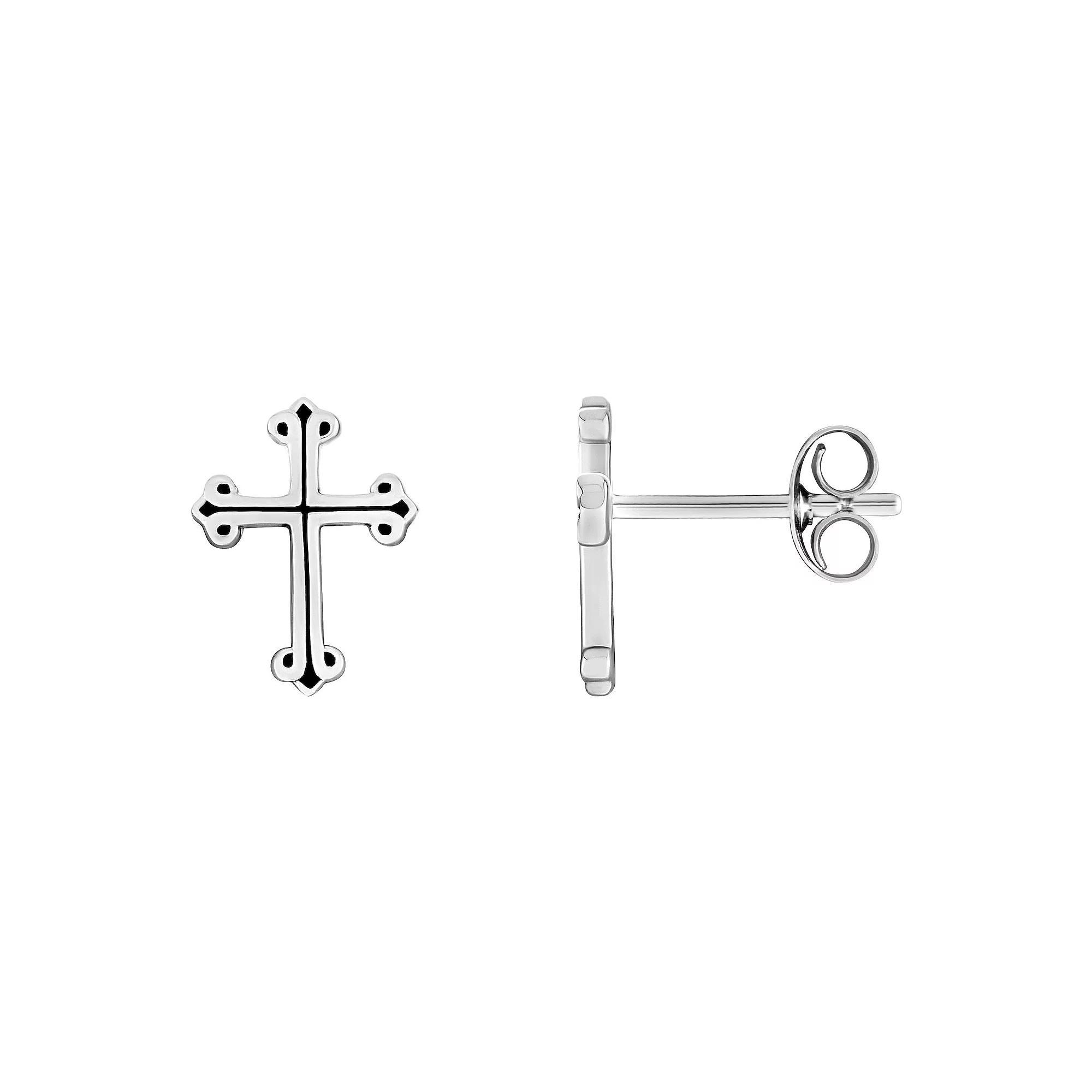 PRIMROSE Sterling Silver Cross Stud Earrings, Women's Product Image