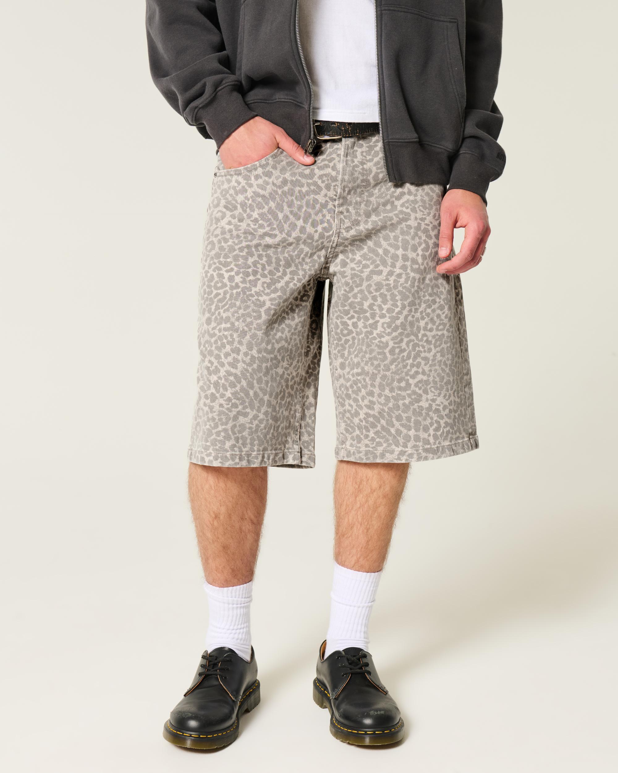 Below-the-Knee Washed Black Super Baggy Denim Shorts Product Image