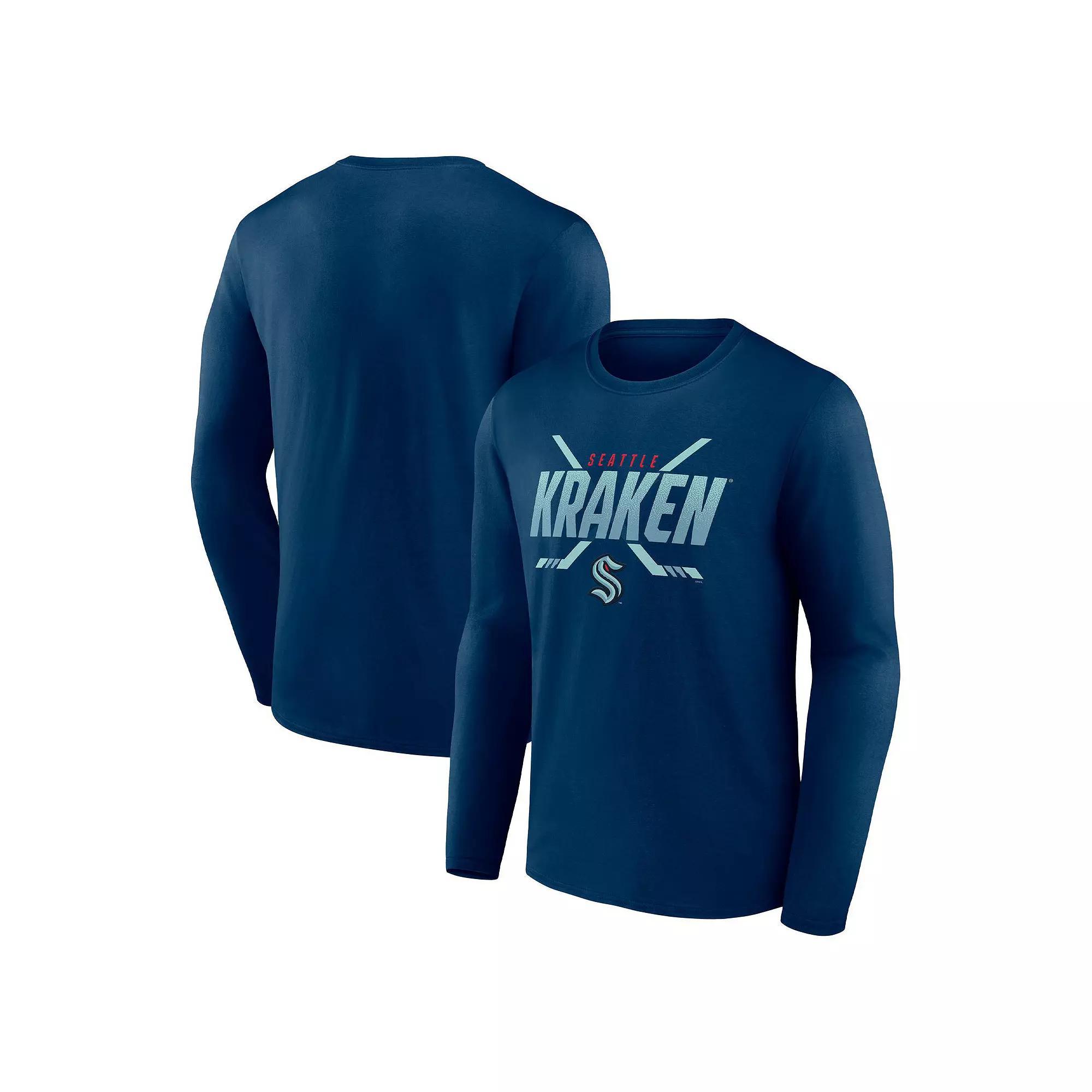 Men's Fanatics Branded Deep Sea Blue Seattle Kraken Covert Long Sleeve T-Shirt,  Product Image