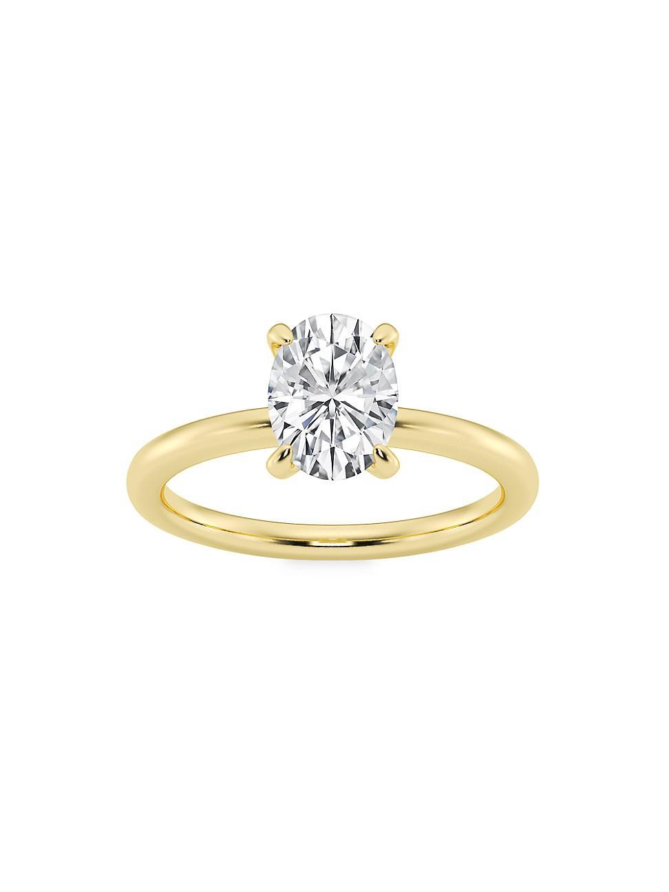 Womens 14K Yellow Gold & Oval Lab-Grown Diamond Solitaire Ring/0.50-5.00 TCW Product Image