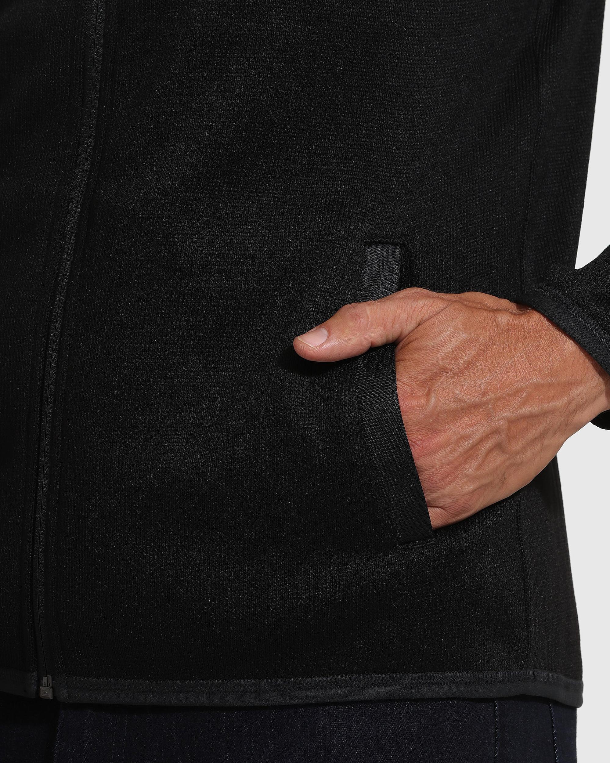 Black Sweater Fleece Jacket Product Image