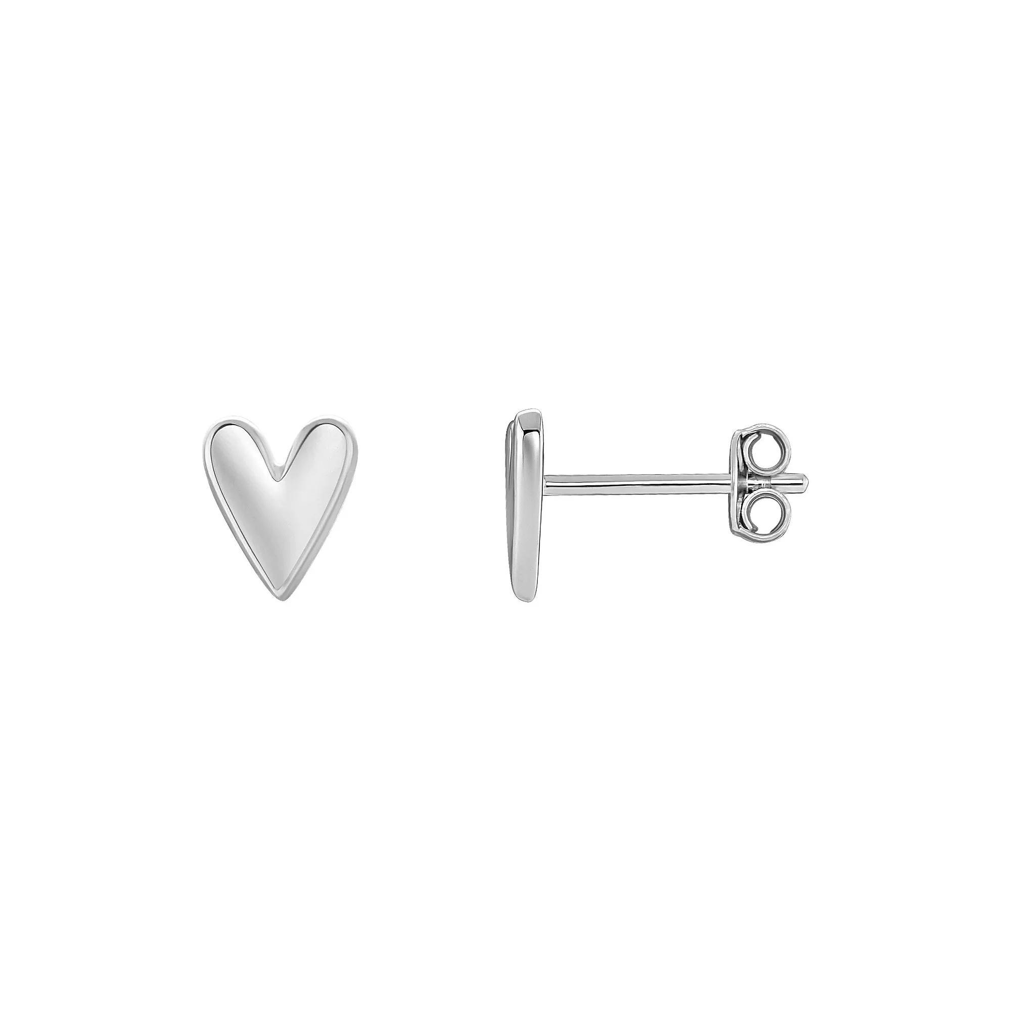 PRIMROSE Sterling Silver Polished Heart Stud Earrings, Women's, Silver Tone Product Image