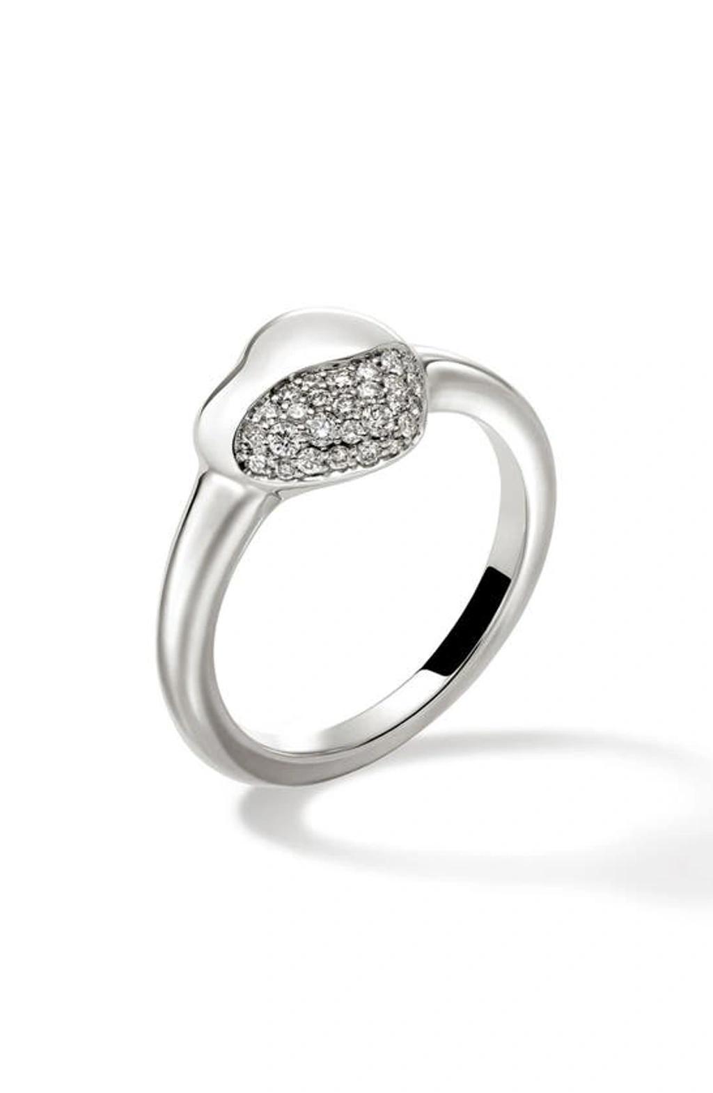 JOHN HARDY Women's Pebble Sterling Silver & 0.22 Tcw Diamond Heart Ring Product Image