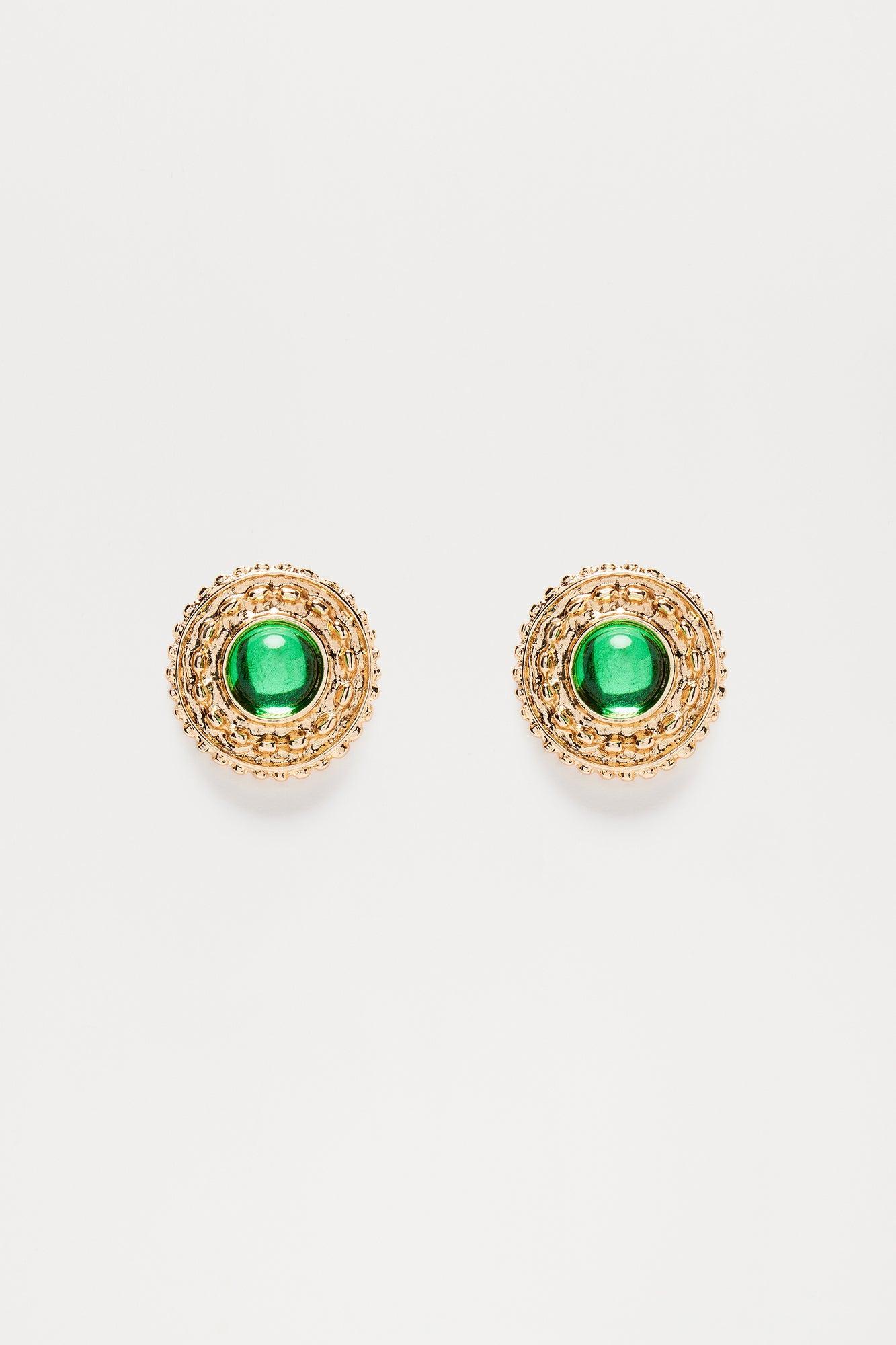 Linsey Earrings - Gold/Green Product Image