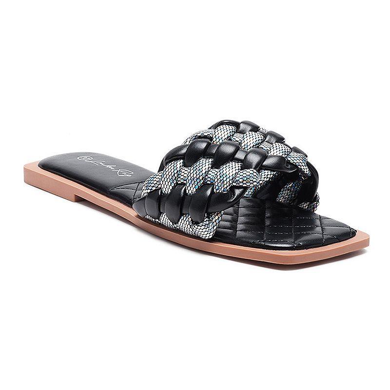 London Rag Allium Womens Metallic Woven Slide Sandals Product Image