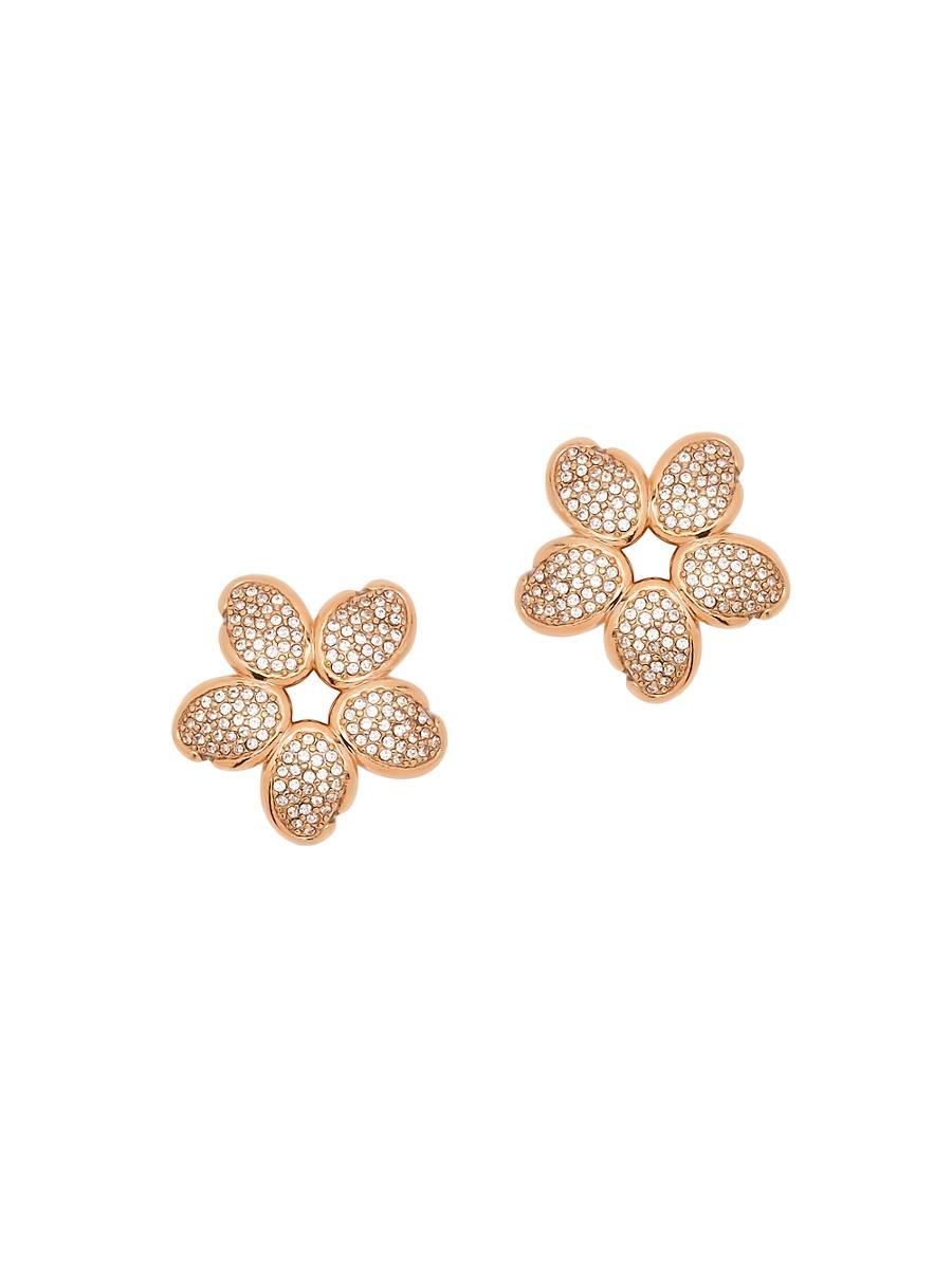 Womens Goldtone & Crystals Flower Earrings Product Image