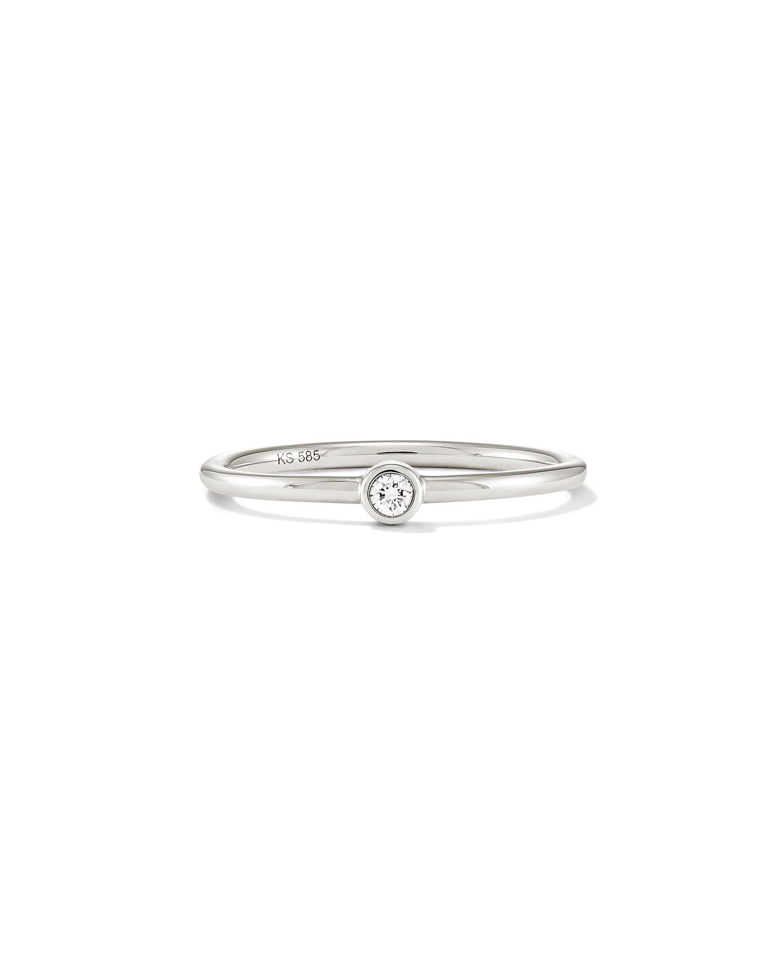 Audrey 14k White Gold Band Ring in White Diamond Product Image