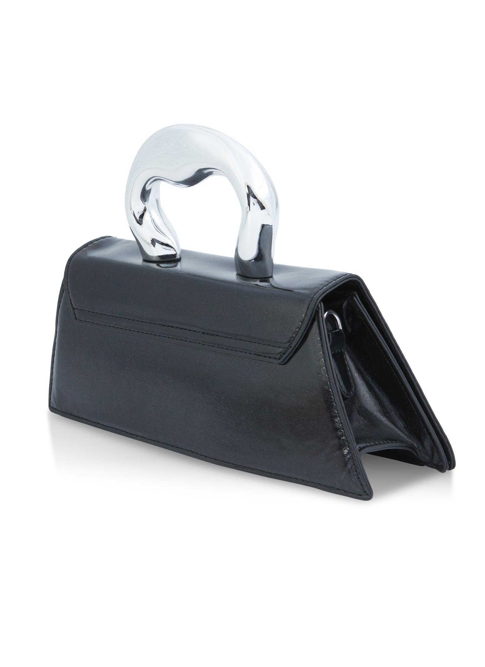 Asymmetrical Metallic Handle Crossbody Clutch Bag Female Product Image