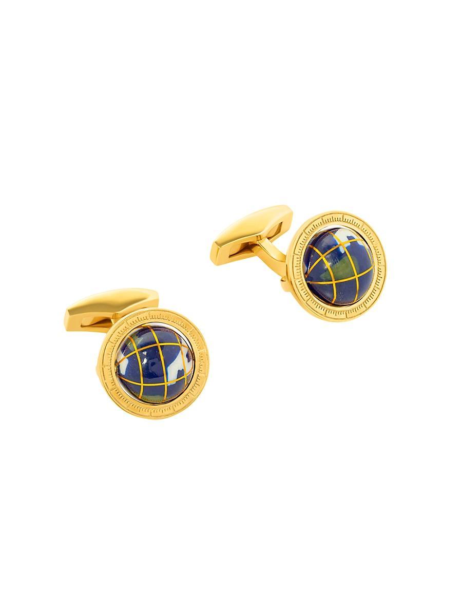 Mens Lapis Mosaic Globe Cufflinks Product Image