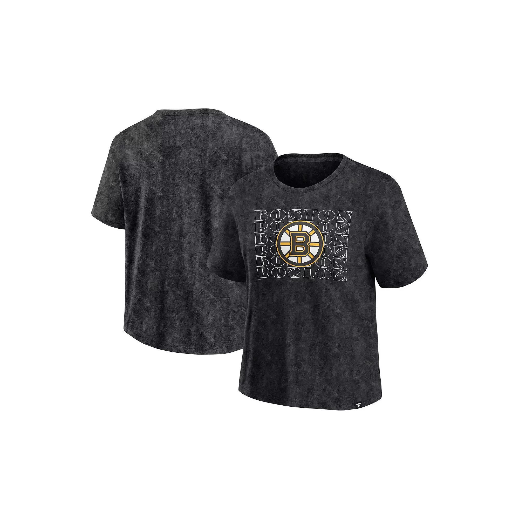 Women's Fanatics Black Boston Bruins Faded Wash T-Shirt,  Product Image