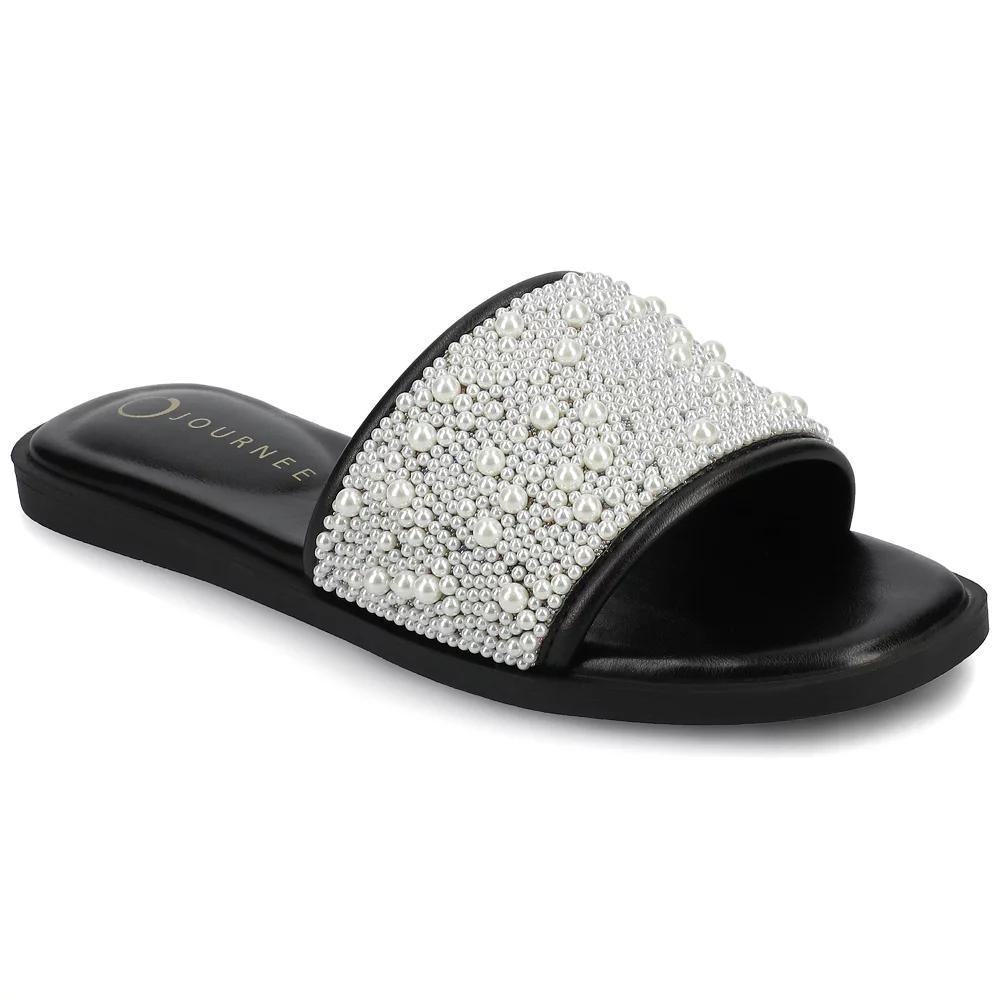 Journee Women's Precly Pearl Band Slip-On Evening Flat Sandals,  Product Image