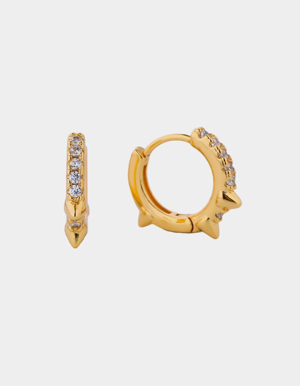 DO EVERYTHING IN LOVE 14K Gold Dipped Pave CZ Huggie Hoop Earrings Product Image