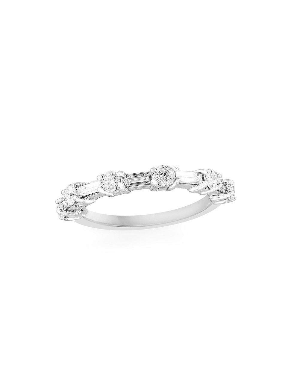 Womens 14K White Gold & 0.82 TCW Diamond Band Ring Product Image