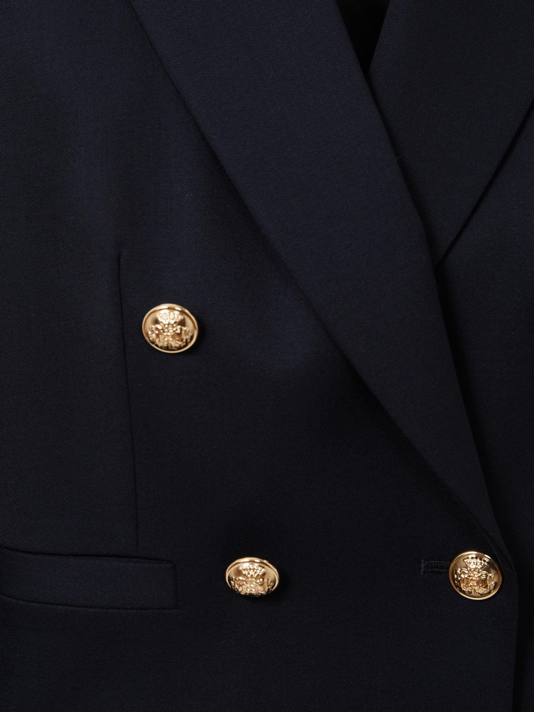 Cropped Wool-Blend Double-Breasted Blazer in Navy Product Image