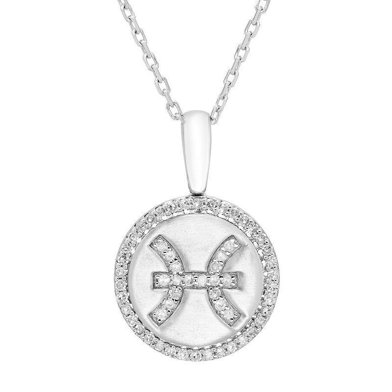 Its Personal Sterling Silver 1/6 Carat T.W. Diamond Zodiac Sign Necklace, Womens Pisces Product Image